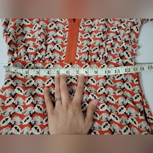 Tory Burch Orange Poppy Floral Print Silk Maximalist Long Sleeve Tunic Dress - Picture 11 of 15